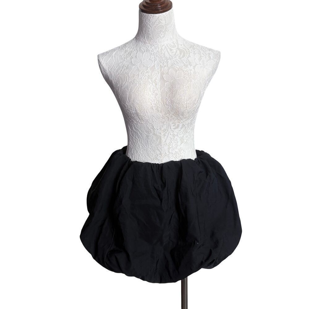 Zara Black Balloon Skirt Puff Bubble Hem Midi Skirt - Picture 2 of 7